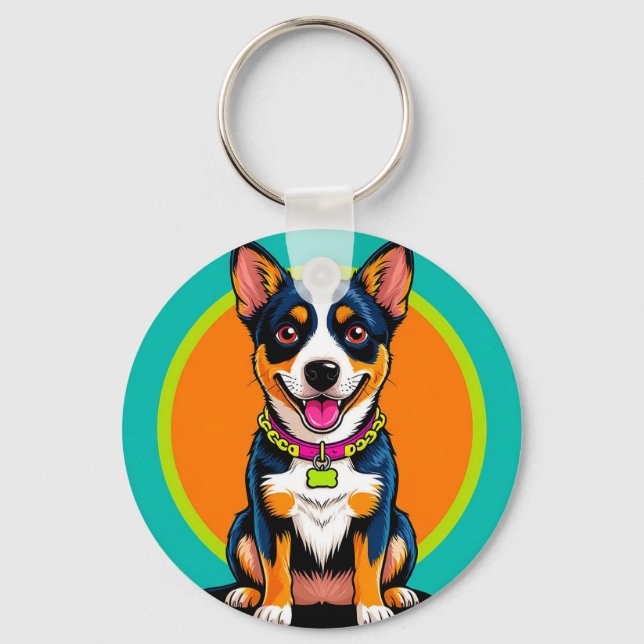 Chaveiro Cachorro Animado Fofo com Coleira (Frente)