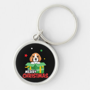 Chaveiro Cachorro Beagle Papai Noel Amantes do Natal Feliz 