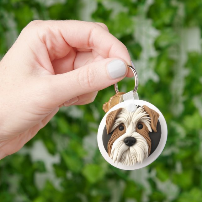 Chaveiro Cachorro Biewer Terrier Inspirado em 3D (Mão)