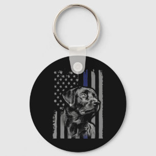 Chaveiro Cachorro Black Labrador American Flag Thin Line