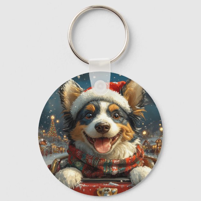 Chaveiro Cachorro Blue Heeler Montanha-Russa Natal (Frente)