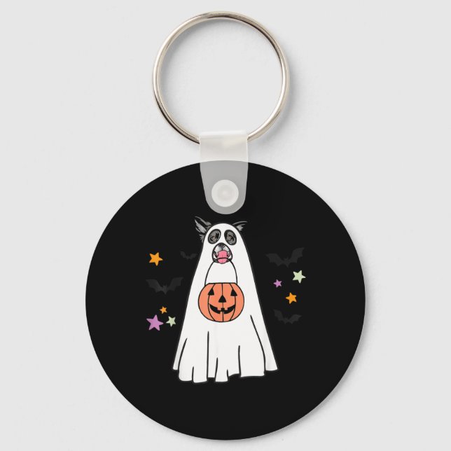 Chaveiro Cachorro Border Collie Preto E Branco Boo Hallowee (Frente)