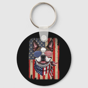 Chaveiro Cachorro Boston Terrier 4 De Julho Bandeira Americ