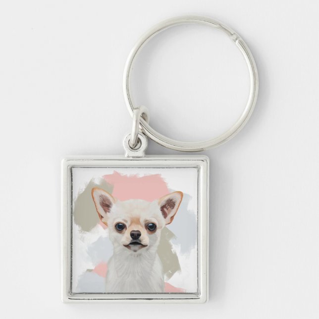 Chaveiro Cachorro branco-bonito Chihuahua (Frente)