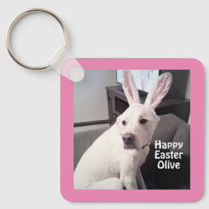 Chaveiro Cachorro Branco Bonito Com Ouvidos De Coelho Da P