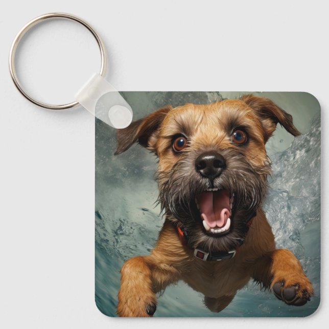 Chaveiro Cachorro Brincalhão Nadando Embaixo d'Água Design (Frente)