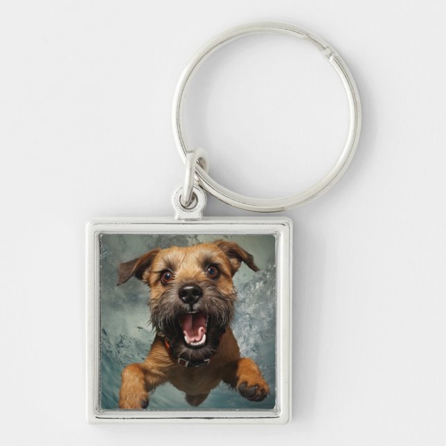 Chaveiro Cachorro Brincalhão Nadando Embaixo D'água Design (Frente)