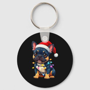 Chaveiro Cachorro Bulldog Francês Fofo Natal Papai Noel Ama