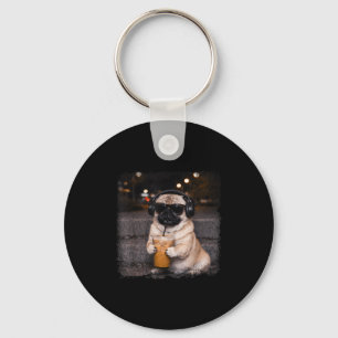 Chaveiro Cachorro caramelo bebendo café gelado amante humor