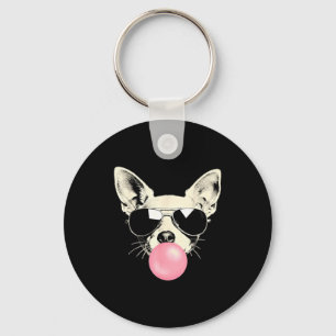 Chaveiro Cachorro Chihuahua Engraçado Óculos de Sol Chiclet