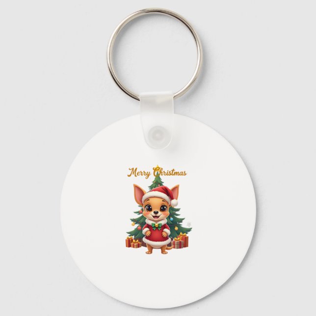 Chaveiro Cachorro Chihuahua Feliz Natal (Frente)