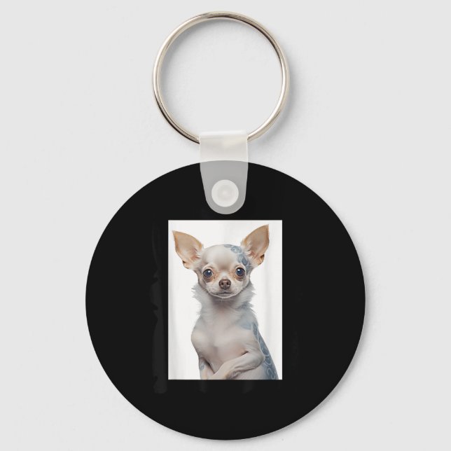 Chaveiro Cachorro Chihuahua Steampunk Com Cachorro De Tatua (Frente)