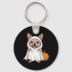 Chaveiro Cachorro Chihuahua Vestindo um Fantasma Branco Dis