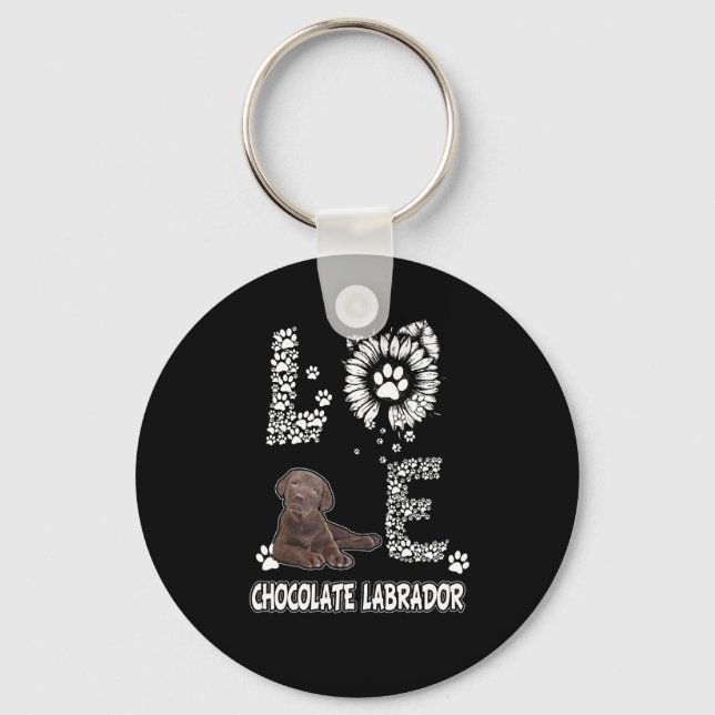 Chaveiro Cachorro | Chocolate Amor Labrador Sunflower (Frente)