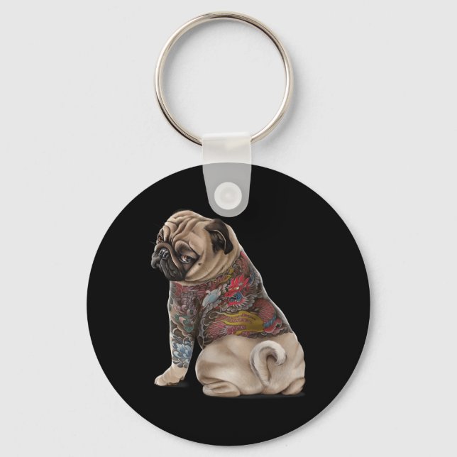 Chaveiro Cachorro Com Tradicional Tatuagem De Dragão Japonê (Frente)