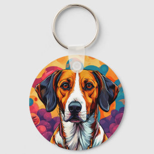 Chaveiro Cachorro Com uma Coleira em uma Moldura Circular