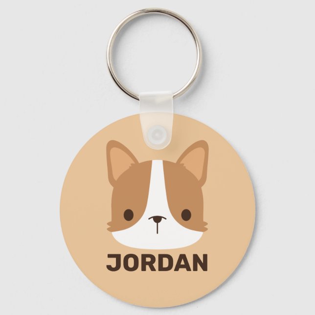 Chaveiro Cachorro Corgi Corgento com Nome Personalizado (Frente)