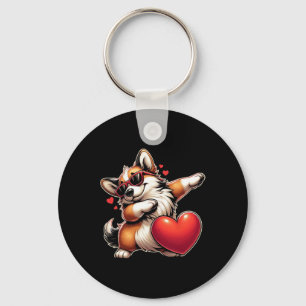 Chaveiro Cachorro Corgi Engraçado Bonito Dabbing Coração Di