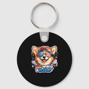 Chaveiro Cachorro corgi engraçado vermelho branco e woof pa