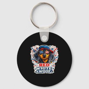 Chaveiro Cachorro dachshund engraçado vermelho branco e woo