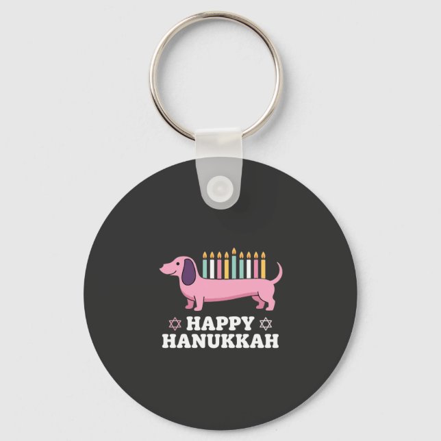 Chaveiro Cachorro Dachshund Feliz Hanukkah (Frente)