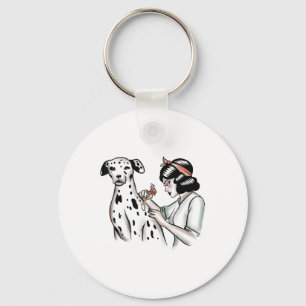 Chaveiro Cachorro Dalmático E Mulher Tatuadora Design_1