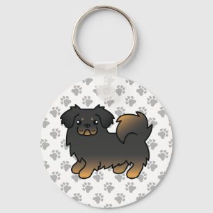 Chaveiro Cachorro de Cartoon Negro E Tibetano