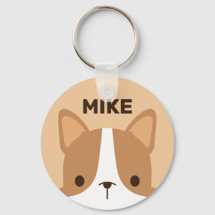 Chaveiro Cachorro de Corgi Bonito com Nome Personalizado