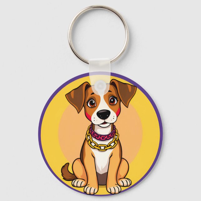Chaveiro Cachorro de Desenho Animado Adorável Usando Corren (Frente)