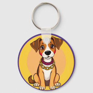 Chaveiro Cachorro de Desenho Animado Adorável Usando uma Co