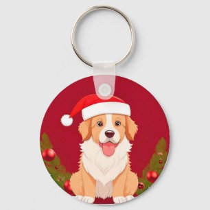 Chaveiro Cachorro de desenho animado adorável vestindo chap