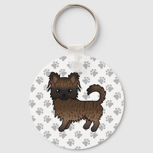 Chaveiro Cachorro de desenho animado Chihuahua com pelo lon (Frente)
