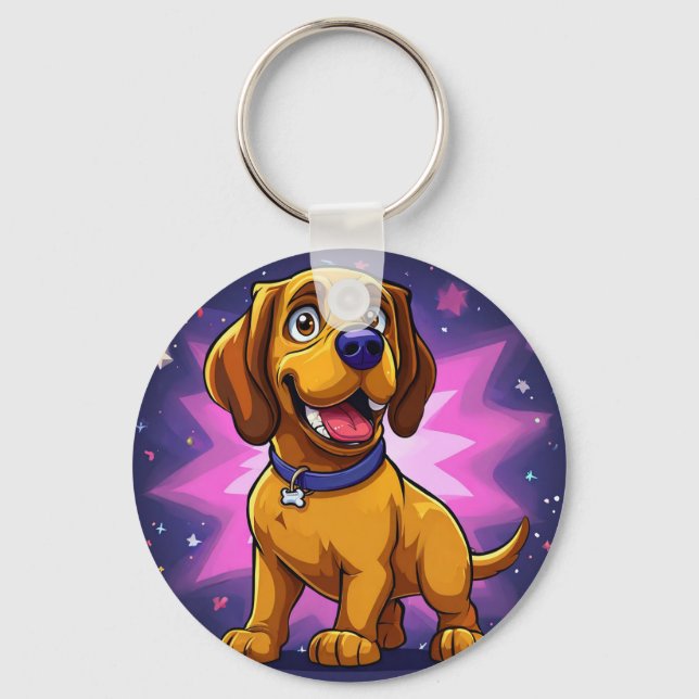Chaveiro Cachorro de Desenho Animado Divertido com Cores Vi (Frente)