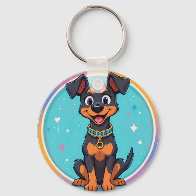 Chaveiro Cachorro de Desenho Animado Fofo Com Coleira (Frente)