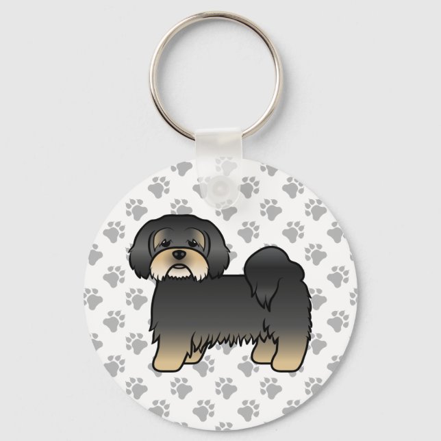 Chaveiro Cachorro De Desenho Animado Fofo Lhasa Apso Preto  (Frente)
