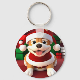 Chaveiro Cachorro de desenho animado fofo vestido de Papai 
