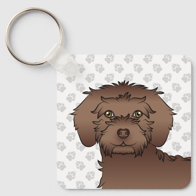 Chaveiro Cachorro de desenho animado Mini Goldendoodle marr (Frente)