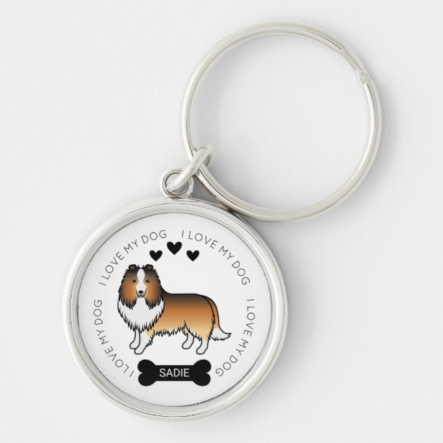 Chaveiro Cachorro de desenho animado Sable Shetland Sheepdo (Frente)
