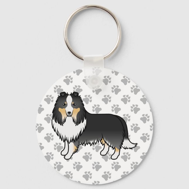 Chaveiro Cachorro de desenho animado Sheltie Shetland Sheep (Frente)