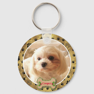 Chaveiro Cachorro de Foto Personalizada - Design de Pegada 