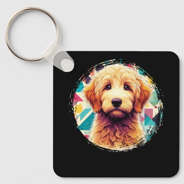 Chaveiro Cachorro de Goldendoodle de Retrato Bonito na Port (Frente)