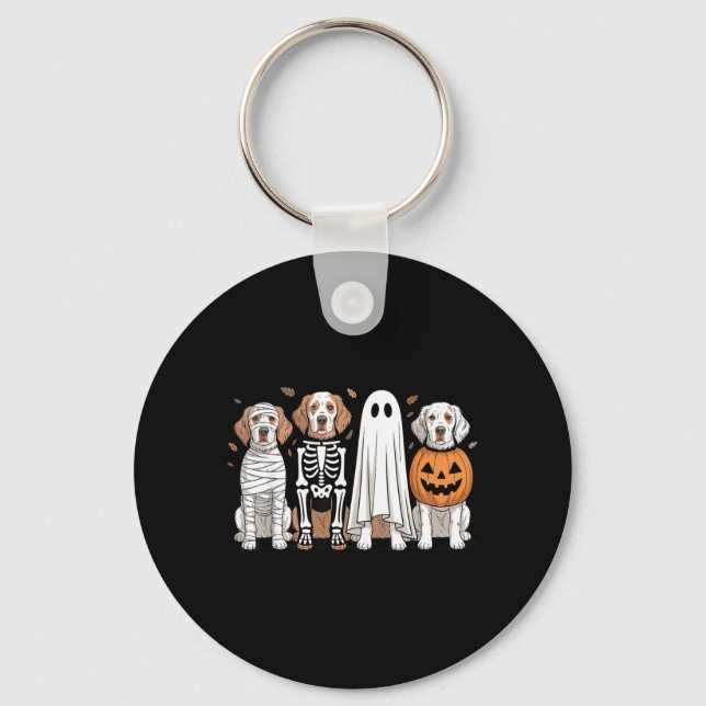 Chaveiro Cachorro de Halloween de Abóbora Setter Inglês Fan (Frente)