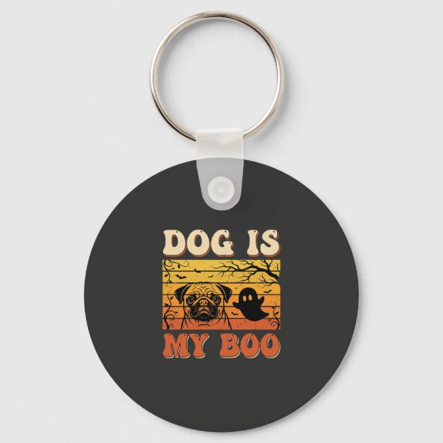 Chaveiro Cachorro de Halloween é o meu Pug Fantasma Design  (Frente)