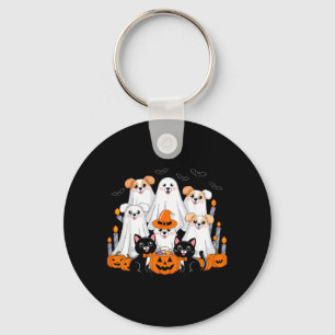 Chaveiro Cachorro de Halloween Vestido de Fantasma Cachorro
