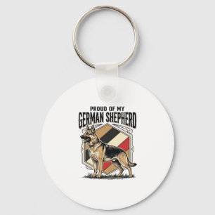Chaveiro Cachorro de Pastor Alemão Gráfico Xilogravura Vint