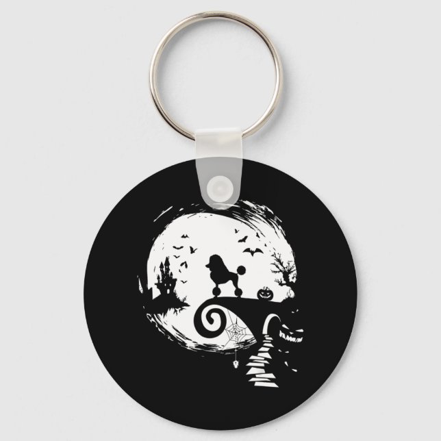 Chaveiro Cachorro De Poodle E Cachorro De Lua No Halloween  (Frente)