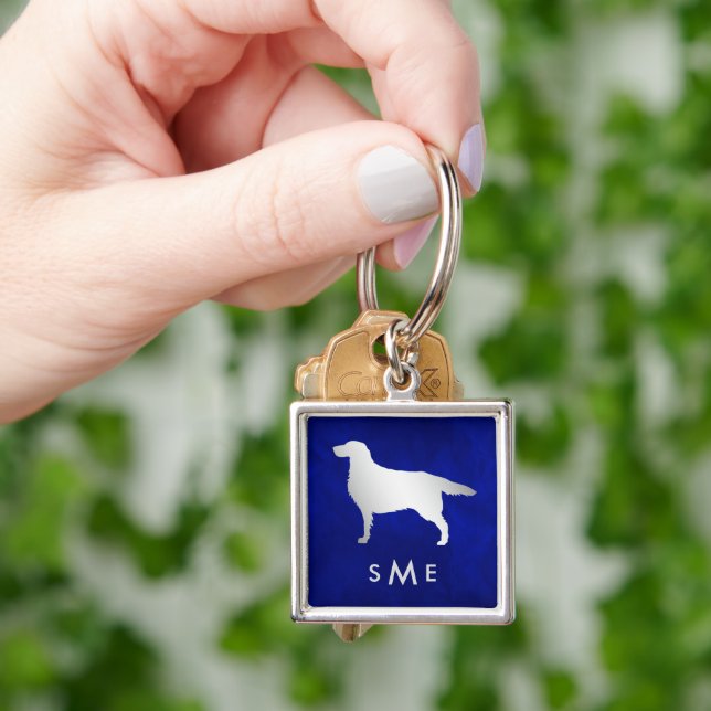 Chaveiro Cachorro de Sebo Azul Monograma (Mão)