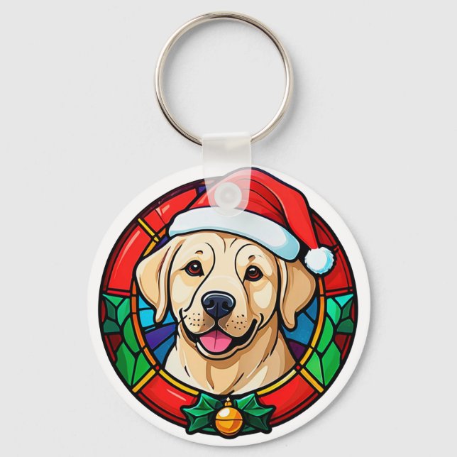 Chaveiro Cachorro Desenho Animado com Chapéu de Papai Noel  (Frente)