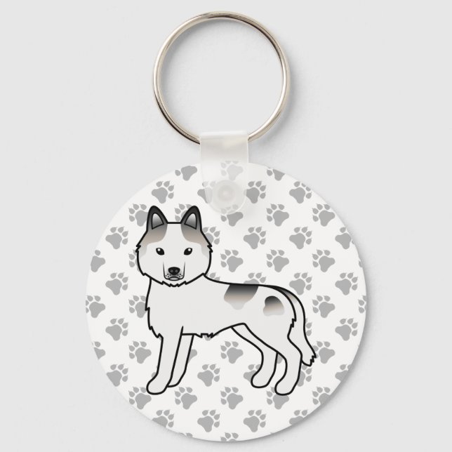 Chaveiro Cachorro Desenho Animado Husky Siberiano Piebald C (Frente)