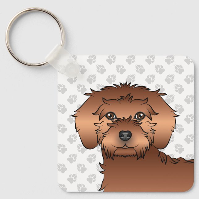 Chaveiro Cachorro Desenho Animado Red Mini Goldendoodle & N (Frente)